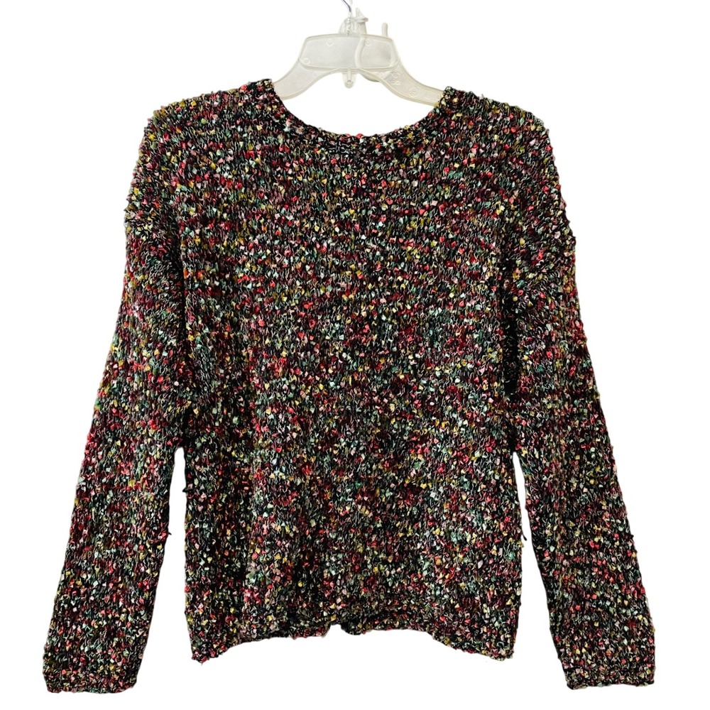 Vintage 90s Northern Isles Lg Colorful Angora Wool Blend Confetti Ribbon Sweater
